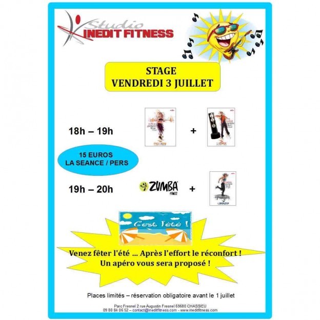 Stage vendredi 3 juillet INEDIT FITNESS Chassieu