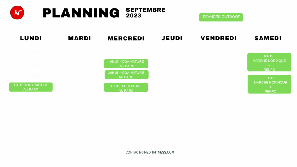 Planning OUTDOOR - Septembre 2023