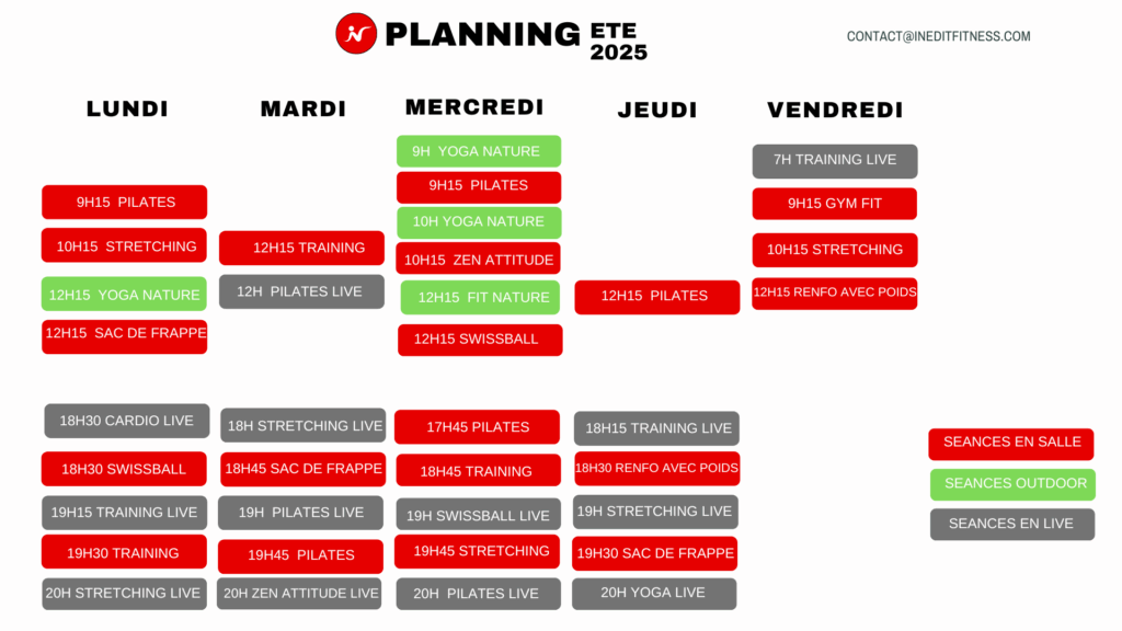 Planning INEDIT FITNESS - ETE 2025