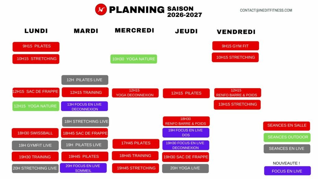 PLANNING INEDIT FITNESS SAISON 2026-2027